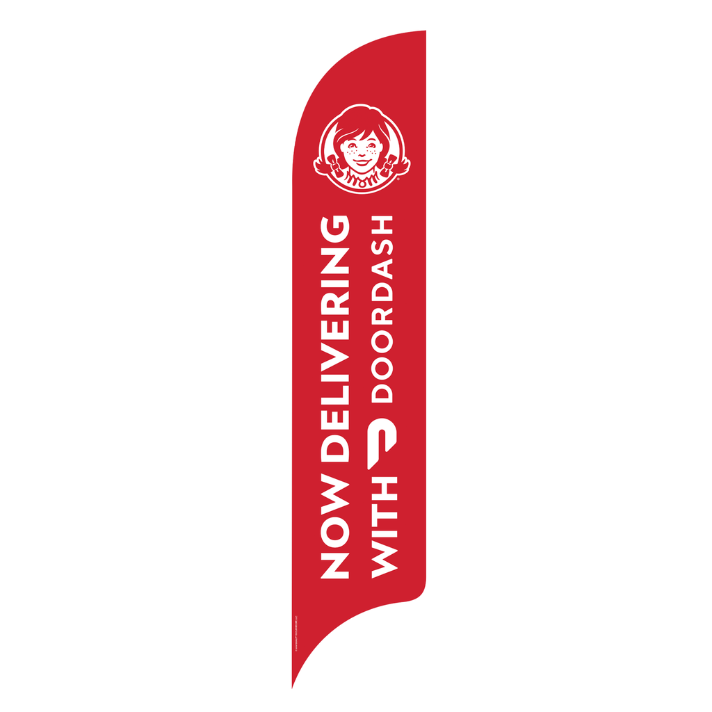 15' Wendy's Red Now Delivering with Door Dash AdverSail Flag