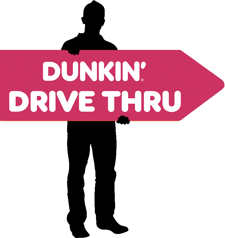 Dunkin 55"x17" Double Sided Arrow Spinner Sign - Pink Drive Thru