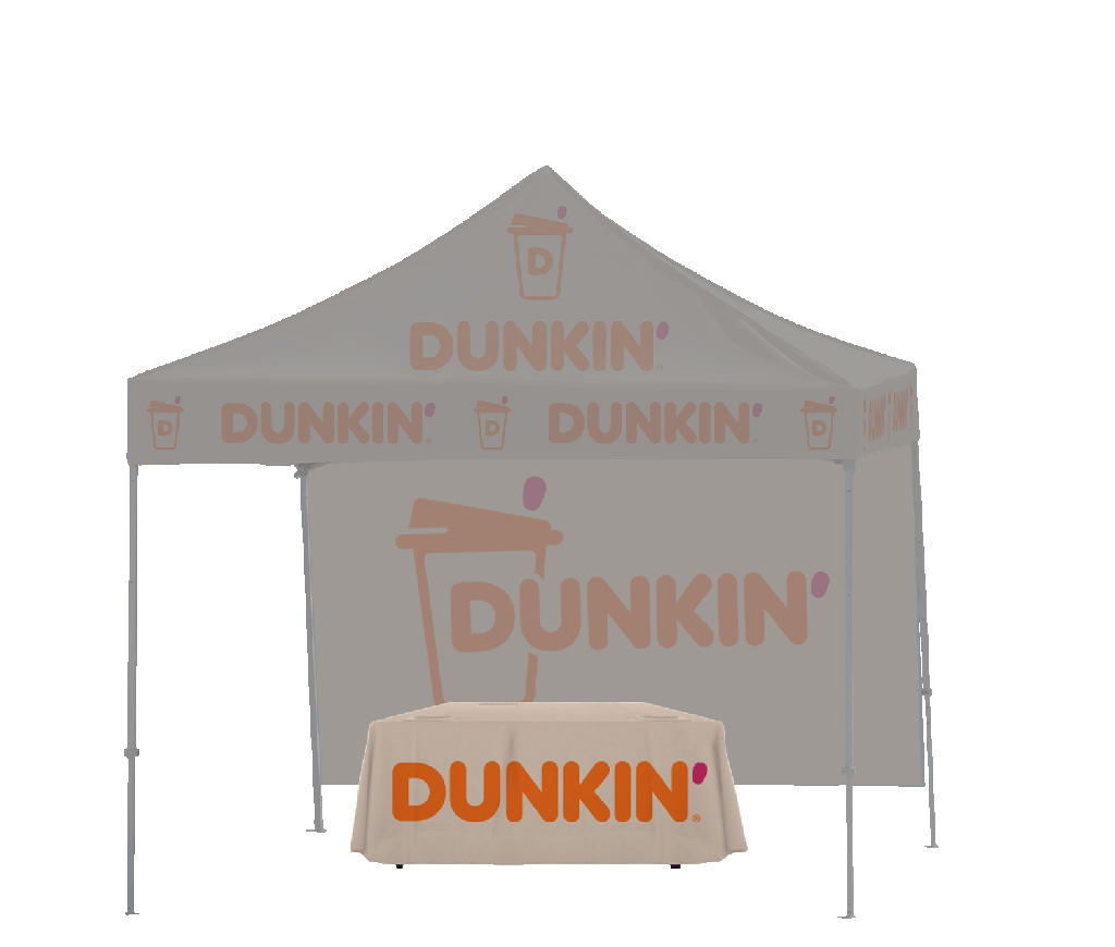 Dunkin 6' Drape Tablecloth - Cream with Color Logo