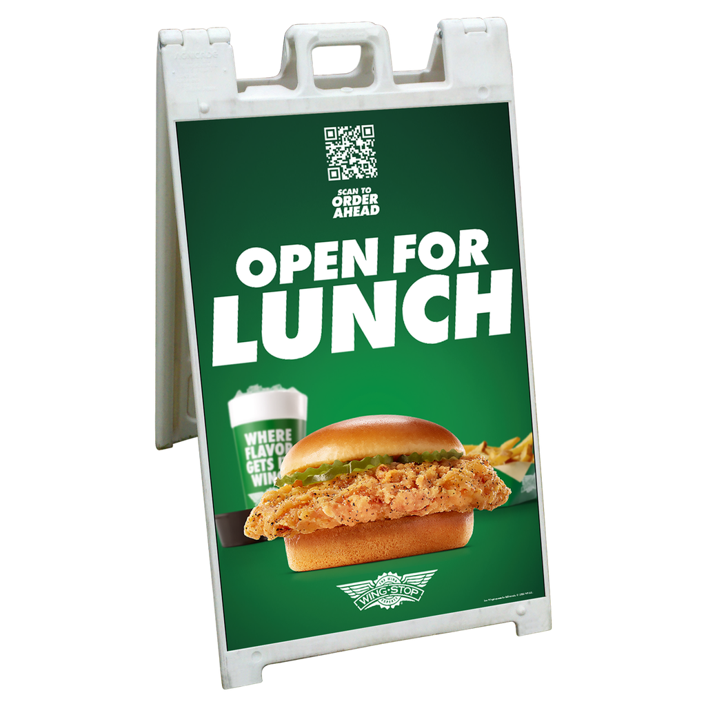 24"x36" Wingstop Open For Lunch Coroplast A-frame Insert Only (2023 art)