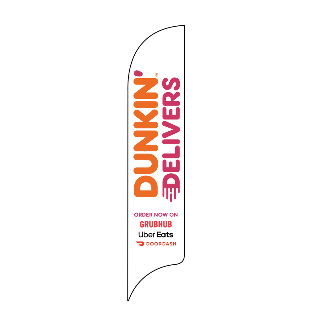 15' Dunkin' Donuts White Delivers GrubHub, UberEats, DoorDash AdverSail Flag